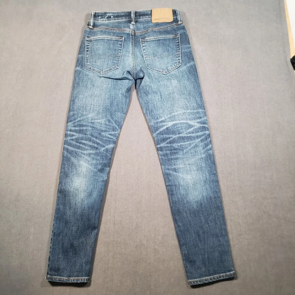 American Eagle Athletic Skinny Mens 26x30 Blue Distressed Airflex+ Jeans